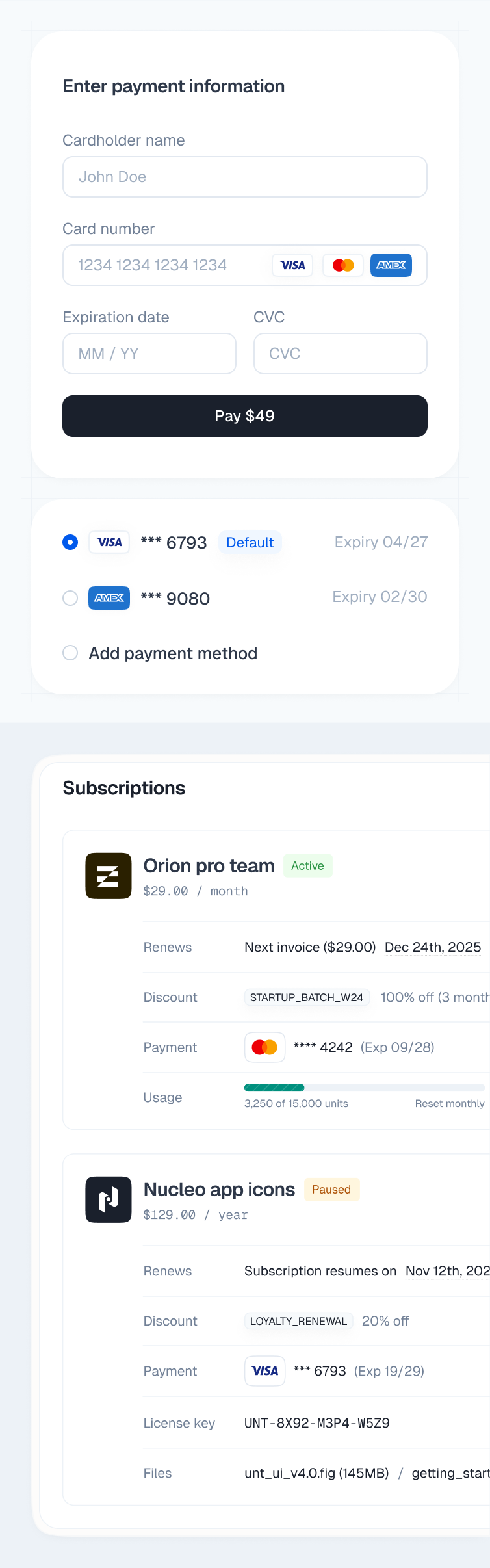 Checkout and customer portal