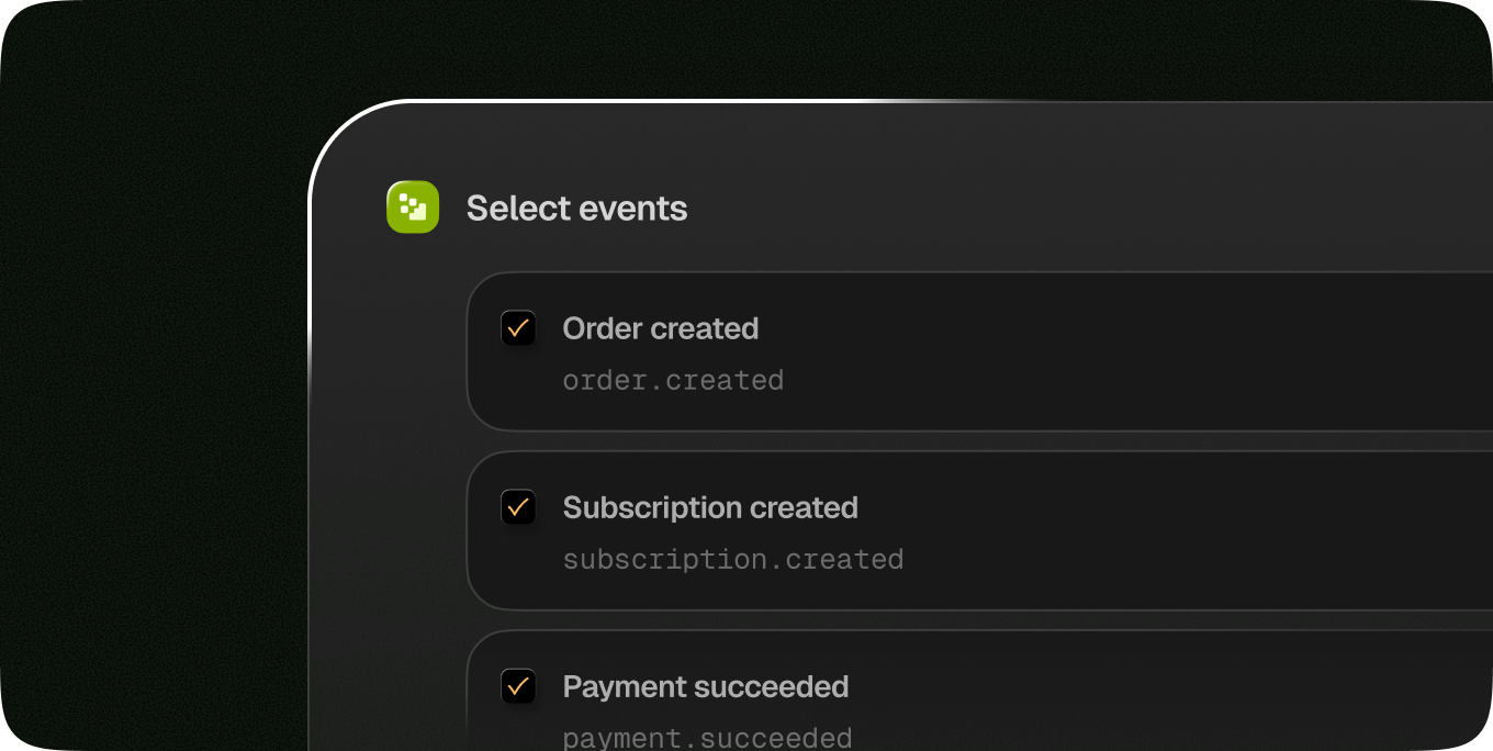 Screen shot of event selection tab