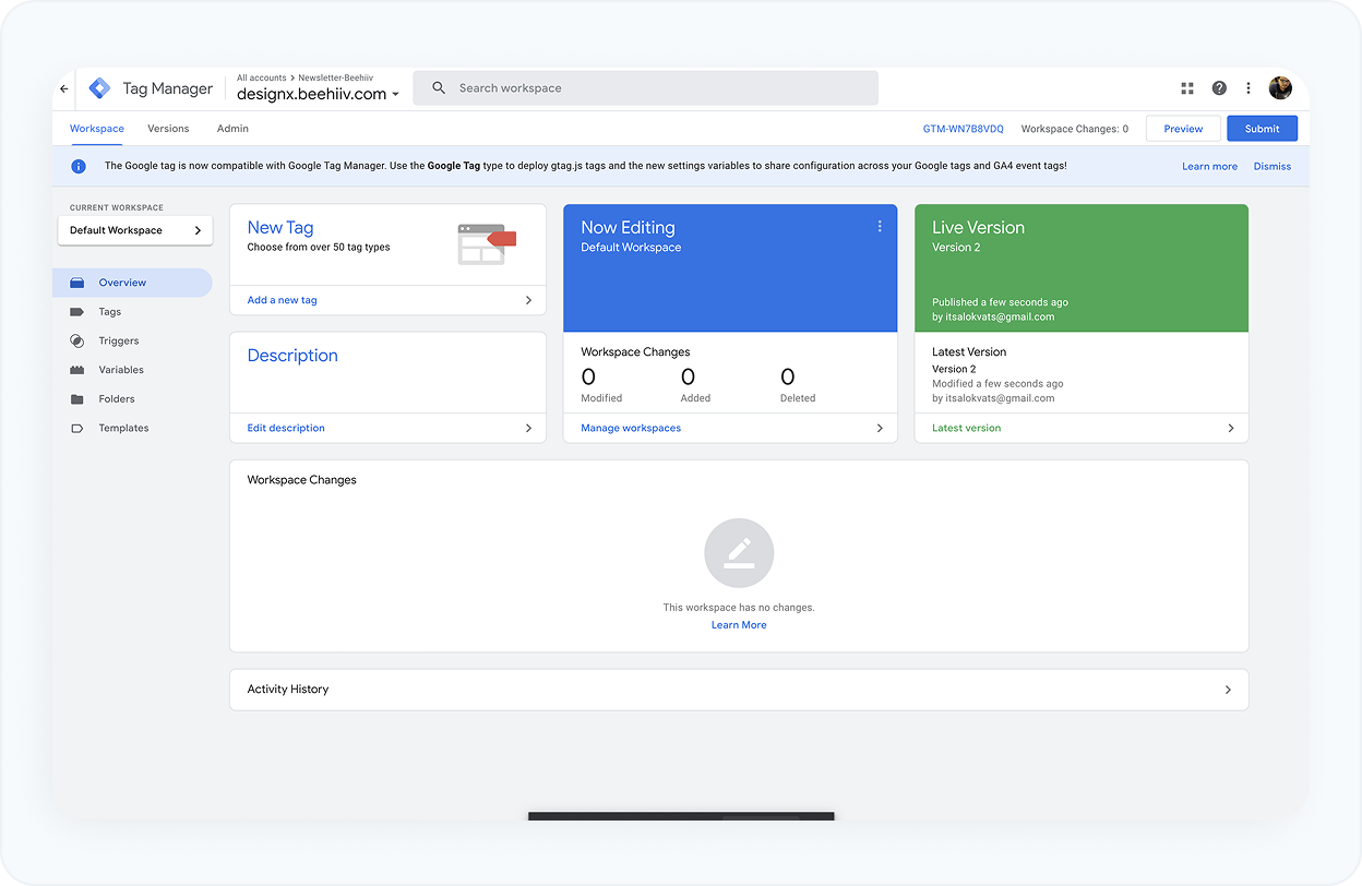 Add tag for your Beehiiv