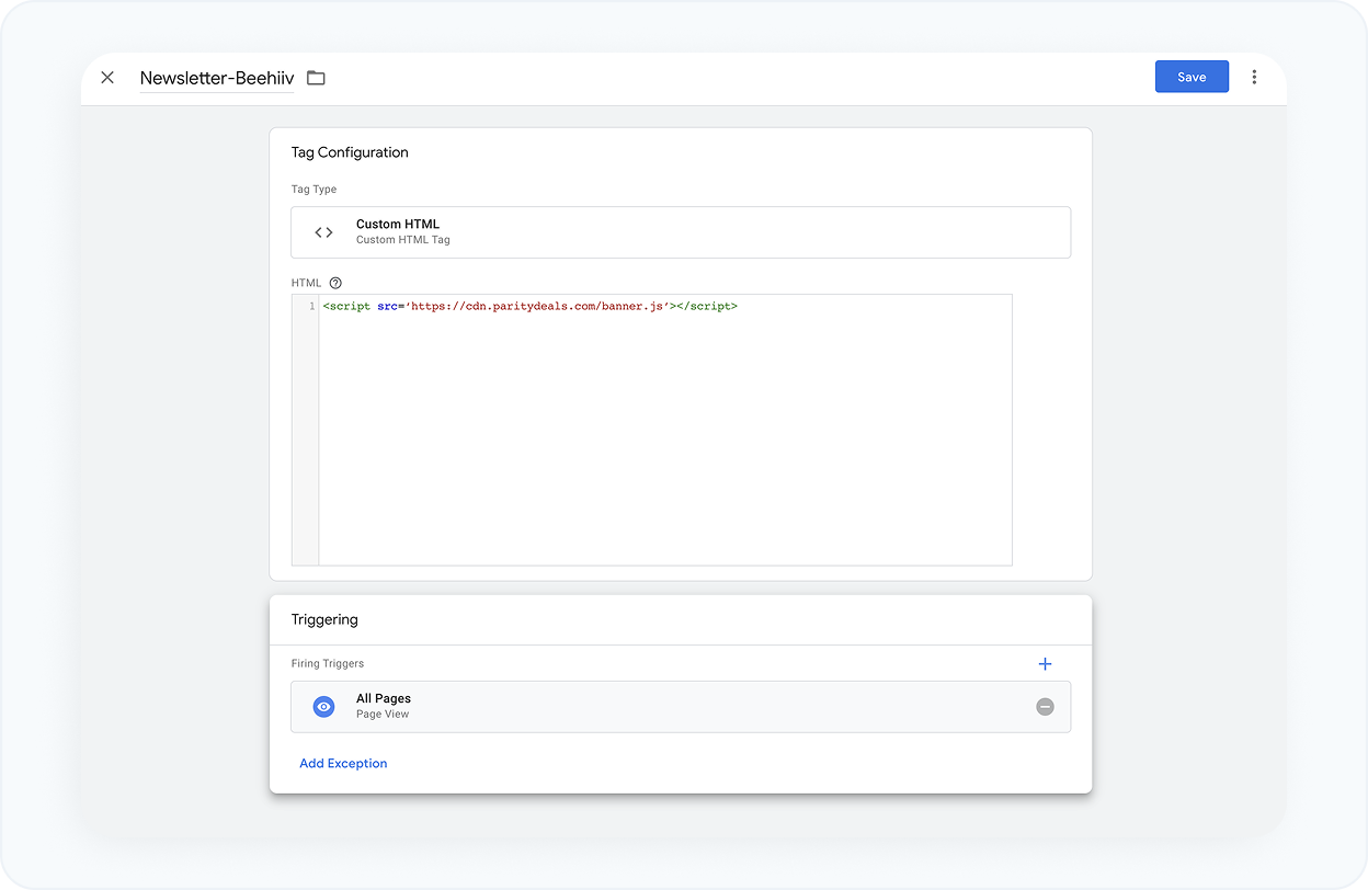 Add KelviQ script to Google Tag manager