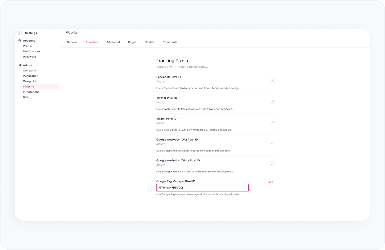 Configure the ID in the Beehiiv