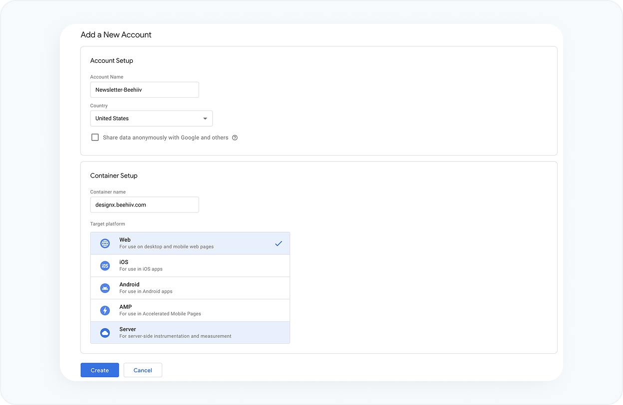 Create Google tag manager ID