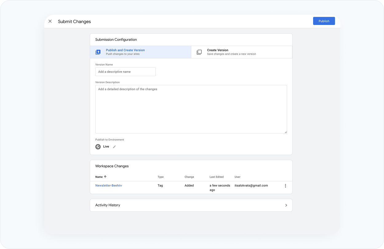 Provide a version name publish the Tag