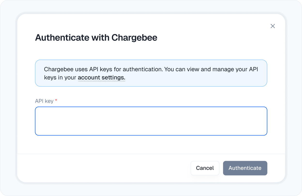 Paste Chargebee API key in KelviQ