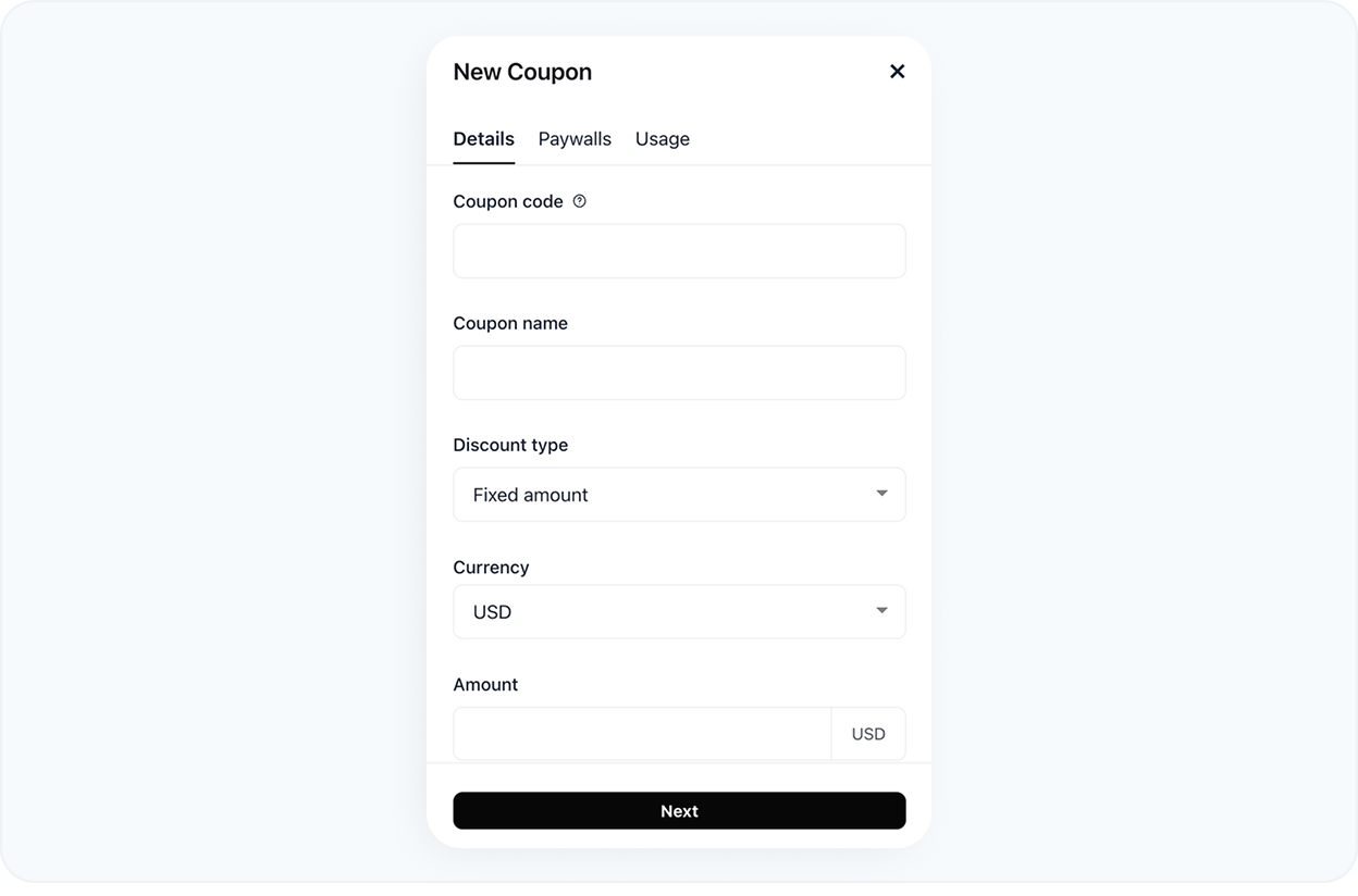Go to Circle coupon section and create coupons