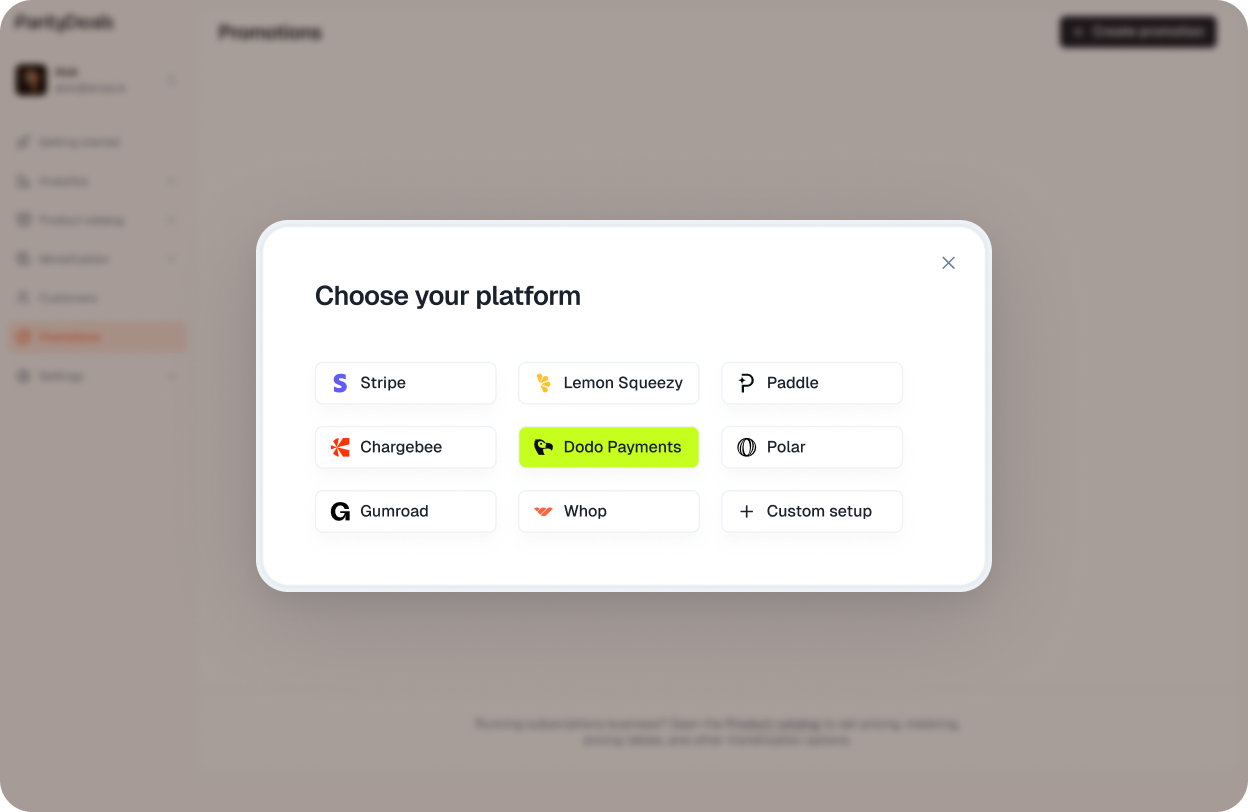 select dodo payments from select platform