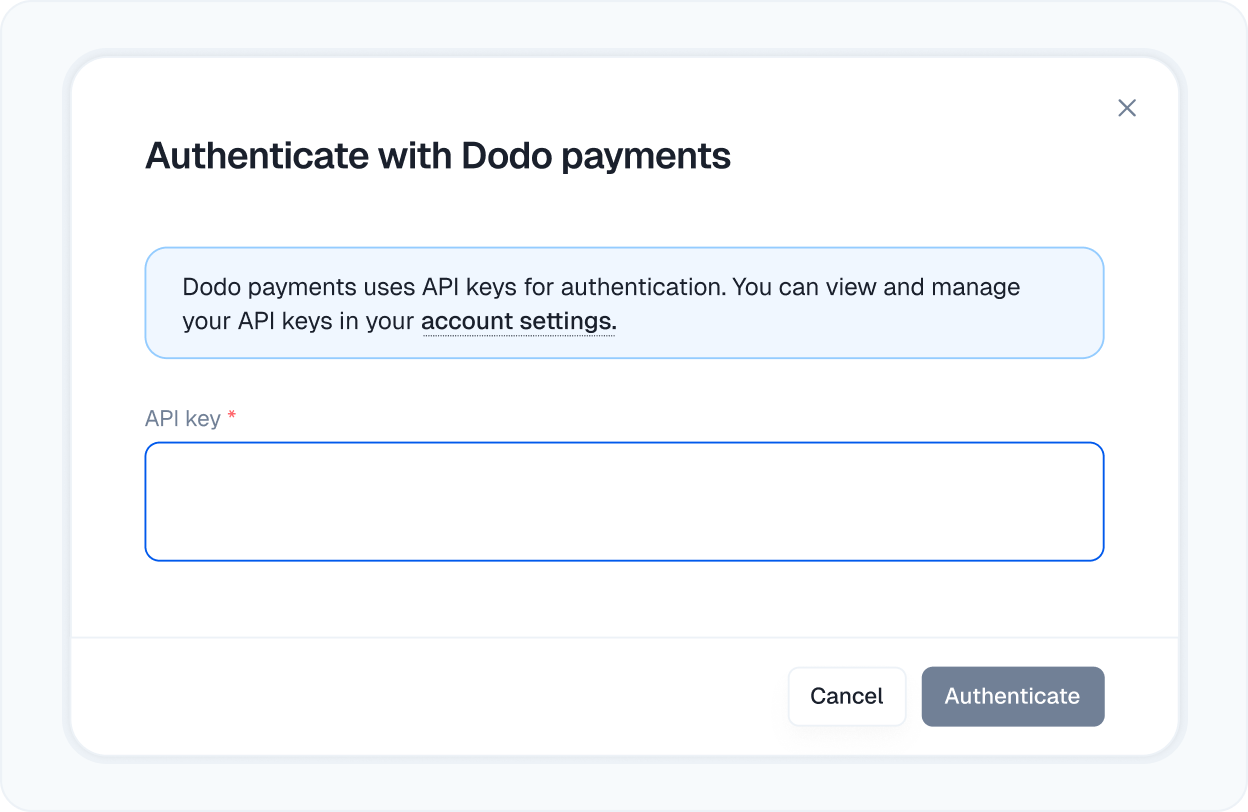 Paste Dodo Payments API key in KelviQ