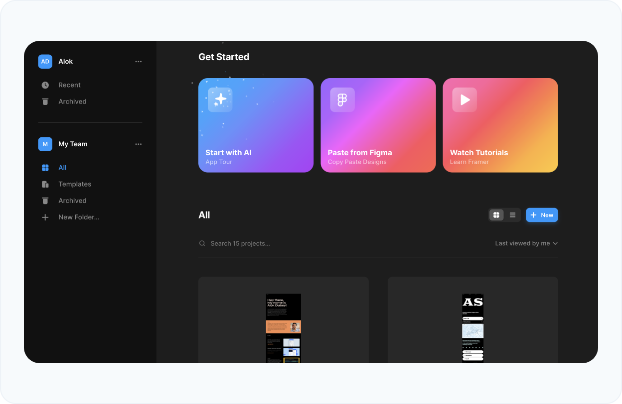 Select Framer project