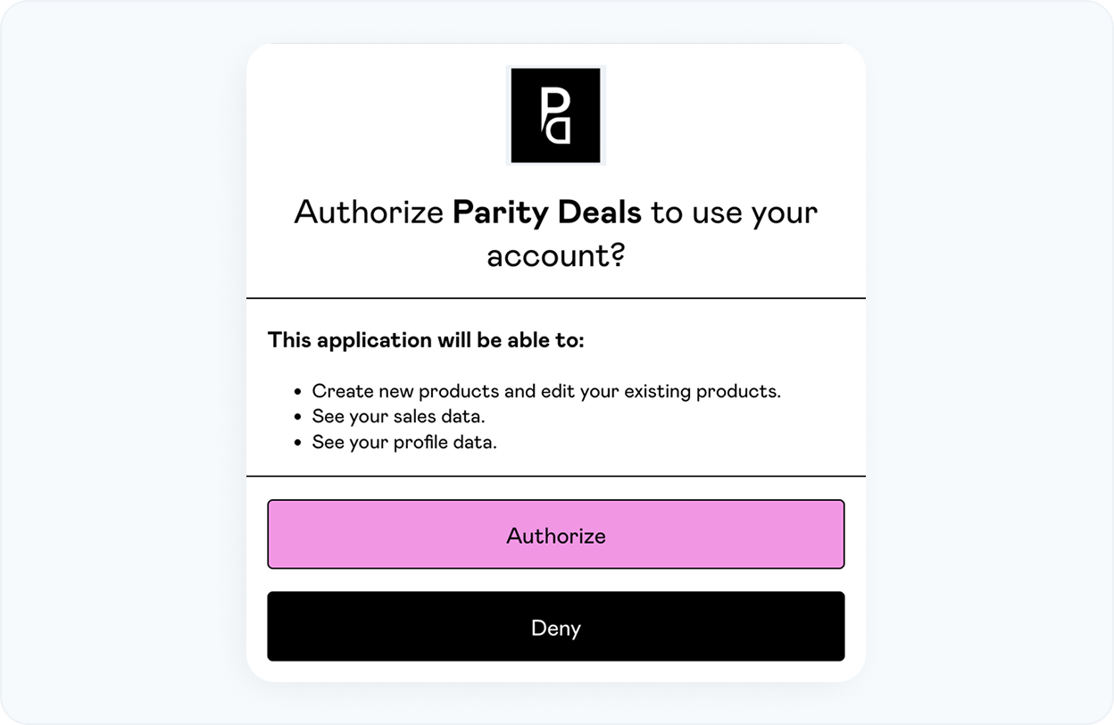 Authorize KelviQ to use your Gumroad account