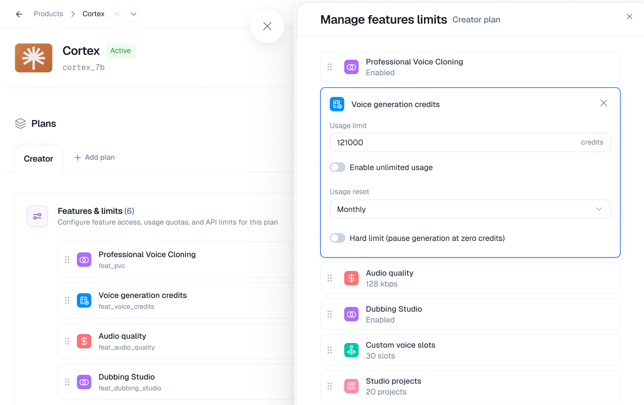 Dashboard Products Screenshot